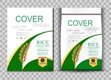 rice package thailand food logo products and fabric background thai arts,  banner and poster template design rice food