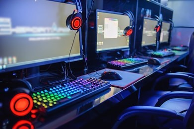 games computer on line in internet cafe ,esports concept