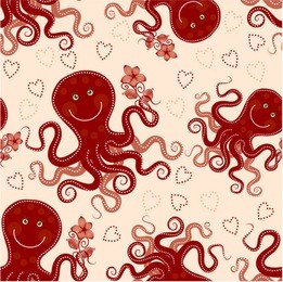 cute octopus. seamless pattern