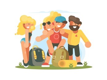 cheerful friends guys and girls