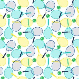 seamless pattern with tennis rackets and balls.vector illustration.