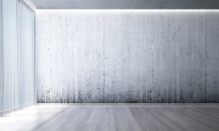 the interior 3d rendering design of modern empty lounge and living room and concrete wall