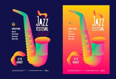 jazz music festival poster design template with gradient stylized saxophone. vector illustration flyer for jazz concert.