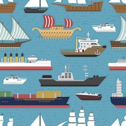 ship cruiser boat sea vessel travel industry vector sailboats cruise marine seamless pattern backgrpund