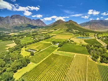 franschoek winelands and mountain countryside south africa