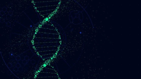 dna molecule structure, futuristic sci-fi interface, vector background
