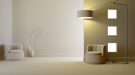 a gray 3d interior composition