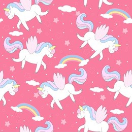 cute hand drawn unicorn vector pattern. vector illustration.