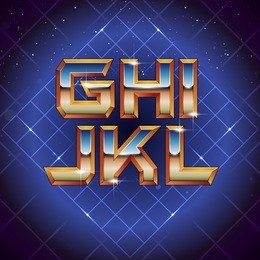 80s retro futuristic font from g to l. vector retro futuristic synth retro wave letters in 1980s posters style