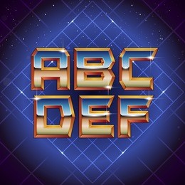 80s retro futuristic font from a to f. vector retro futuristic synth retro wave letters in 1980s posters style