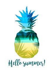 tropical beach summer print with slogan for t-shirts, posters, card and other uses. vector illustration.