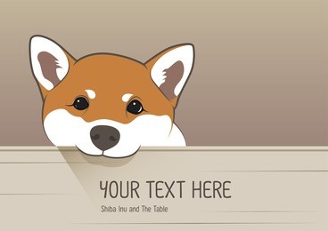 cute shiba inu and the table