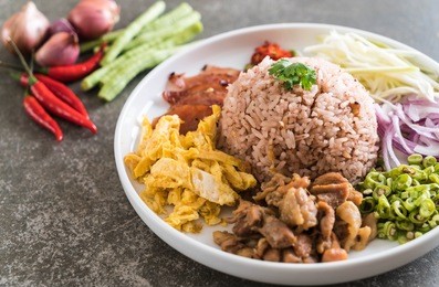 rice mixed with shrimp paste - thai traditional food