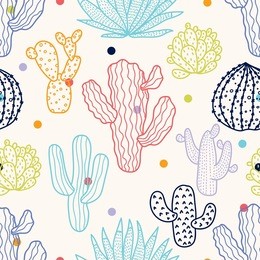 cute cactus. vector seamless pattern.