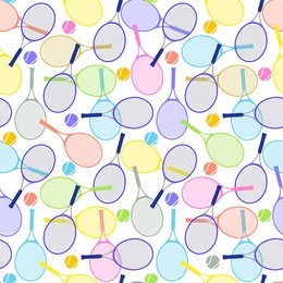 seamless pattern with tennis rackets and balls.vector illustration.