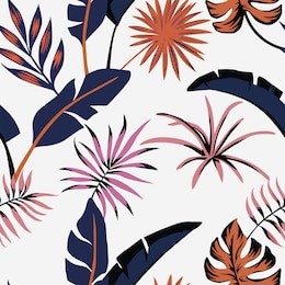 seamless flat vector composition of tropical leaves abstract color beach wallpaper white background