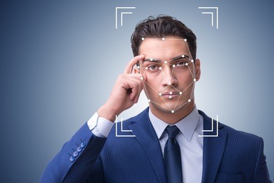 man in face recognition concept