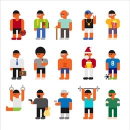 people with various job character vector illustration flat design