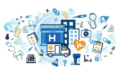 modern flat thin line design vector illustration, concept of medicine and healthcare, health control and medical equipment objects for graphic and web design