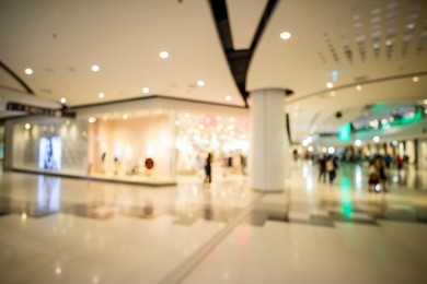 luxury modern shopping mall and retail store interior abstract blur background