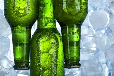 beer is in ice, cold, cool background