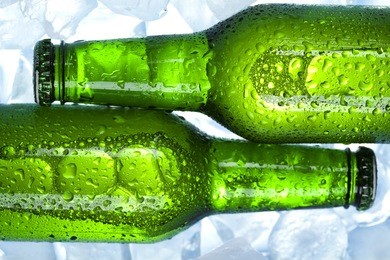 beer is in ice, cold, cool background