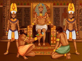 vector design of egyptian civilization king pharaoh god on egypt palace backdrop