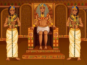 vector design of egyptian civilization king pharaoh god on egypt palace backdrop