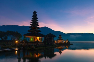 pura ulun danu bratan, or pura beratan temple, bali island, indonesia. pura ulun danu bratan is a major shivaite and water temple on bali island, indonesia.
