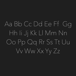 lettering of abc's alphabet on black background.