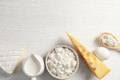 dairy products on table, top view
