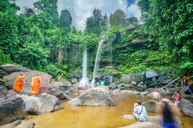waterfall in phnom kulen national park
