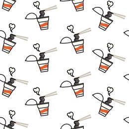 mininal instant noodle seamless pattern, kids style