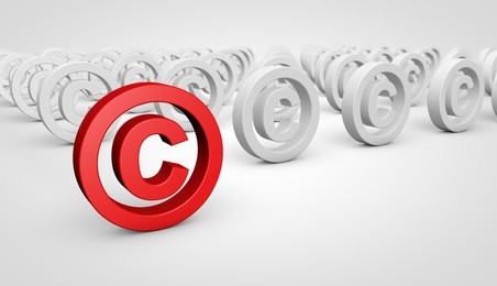 copyright symbol and icon conceptual 3d illustration.