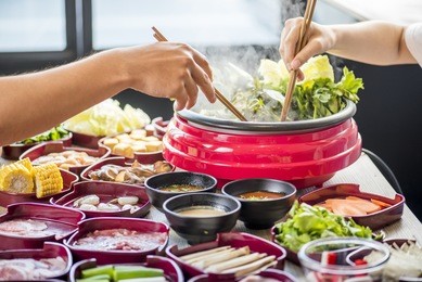 enjoy eating shabu shabu and sukiyaki in hot pot at japanese 
restaurant