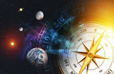 time machine concept. colorful space nebula background. over light [elements of this image furnished by nasa]