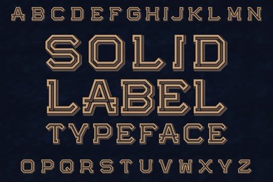 solid label typeface font. isolated english alphabet.