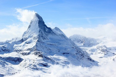 view of the matterhorn from the rothorn summit station. swiss alps, valais, switzerland.