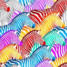 colorful zebra seamless pattern. wild animal texture. design trendy fabric texture, illustration.