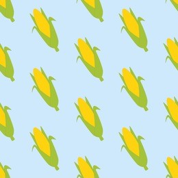 corn vegetable pattern on the blue background. vector illustration
