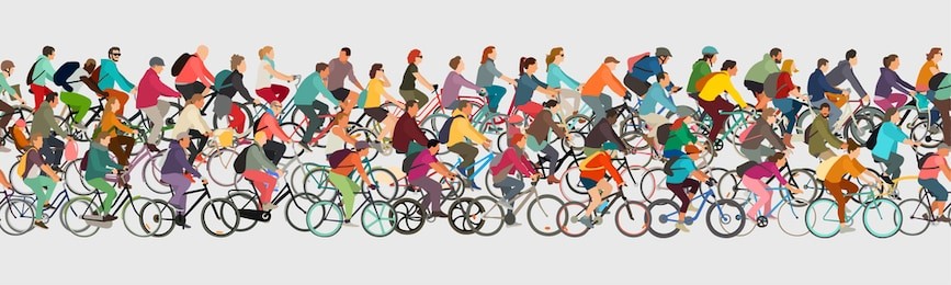 cyclists seamless vector banner