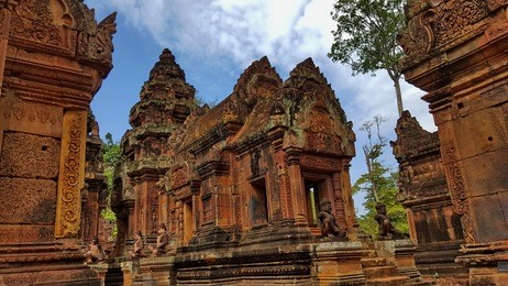 banteay srei or banteay srey in siem reap,  cambodia, the largest religious monument in the world, unesco world heritage