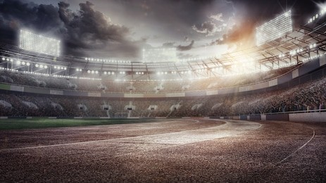 sport backgrounds.  soccer stadium and running track. dramatic scene.