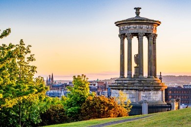 sunset on calton hill, edinburgh