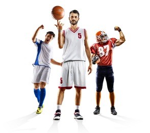 multi sport collage soccer american football bascketball