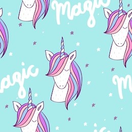 magic cute unicorn with stars. vector seamless pattern