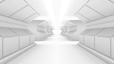 science fiction interior - sci-fi corridor, 3d rendering