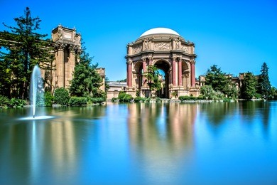 palace of fine arts in san francisco as long exposure