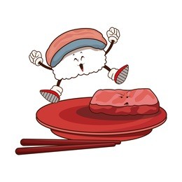 kawaii sushi oriental food japanese platter and chop sticks