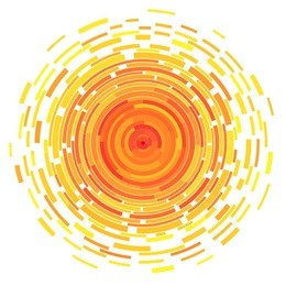 abstract symbol of the sun. vector illustration for magazine, poster, book cover, banner, flyer, booklet. rays in the form of stripes.